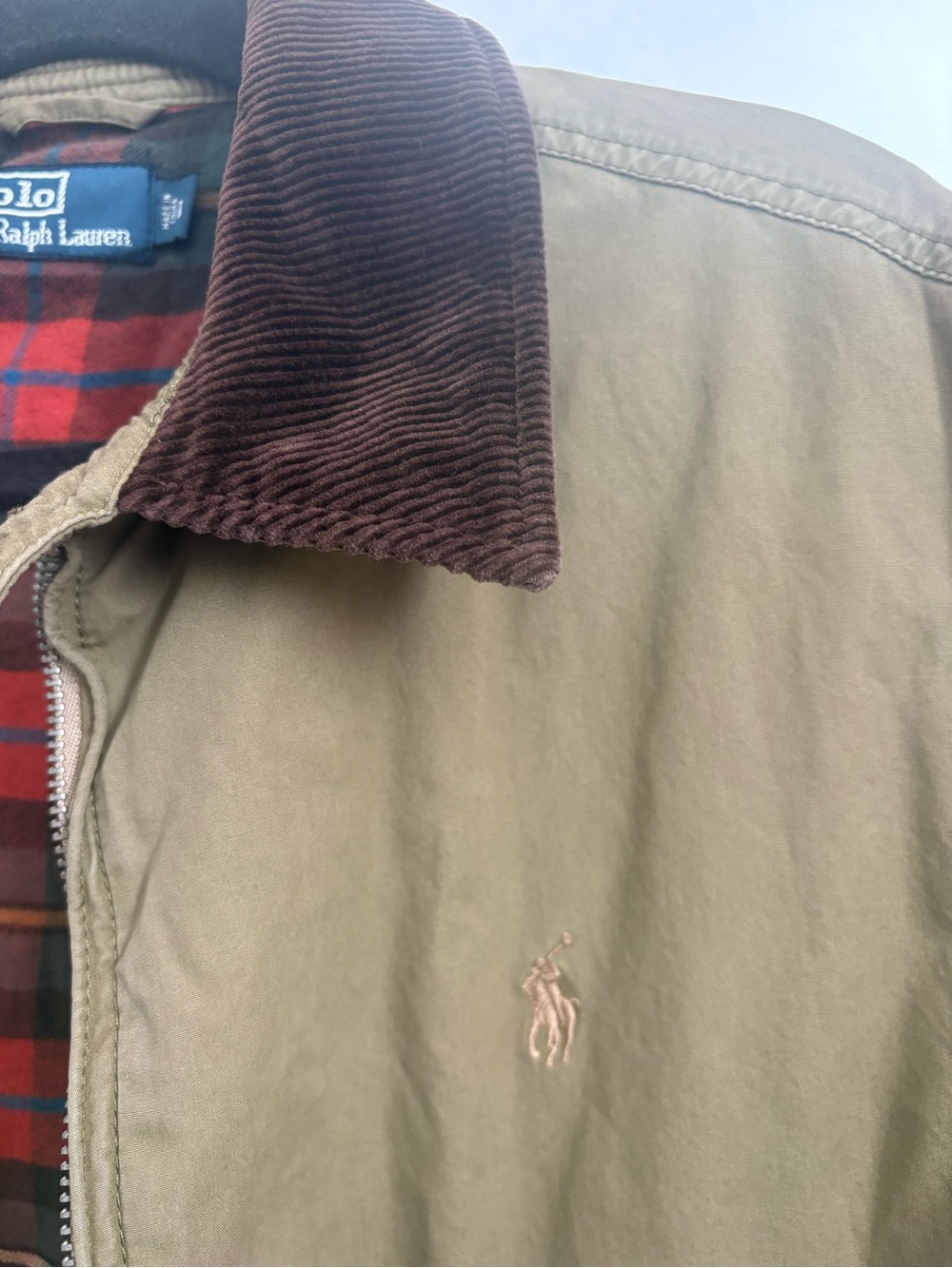 Vintage Polo by Ralph Lauren Men's Olive Corduroy Collar Jacket - Picture 4 of 10